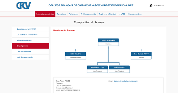 Collège Français de Chirurgie Vasculaire et Endovasculaire - Organigramme