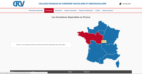 Collège Français de Chirurgie Vasculaire et Endovasculaire - Carte interactive