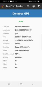 Eco Emo Tracker - Collecte des données GPS