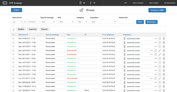 SMS Scheduler - Interface